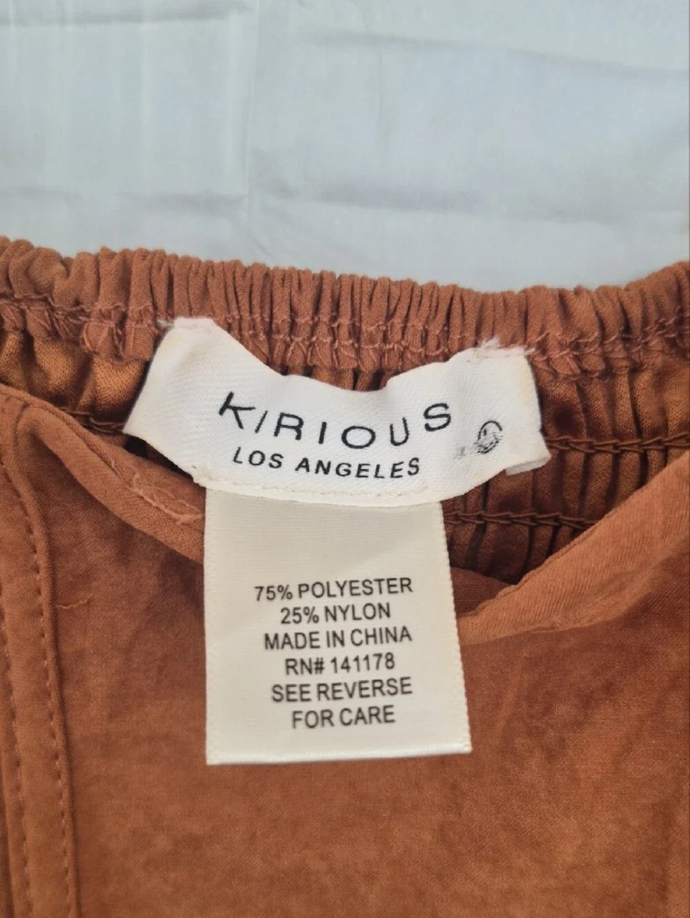 Off-Shoulder Long Sleeve Crop Blouse in Rust